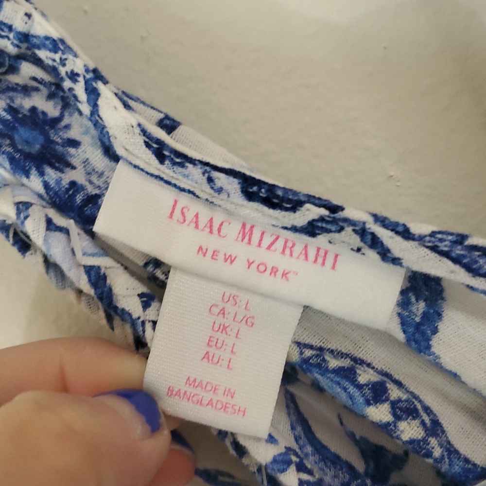 Isaac Mizrahi Womens Fish-Themed Linen Blend Midi Dress Beach Cover-Up Size Lg - Picture 7 of 13
